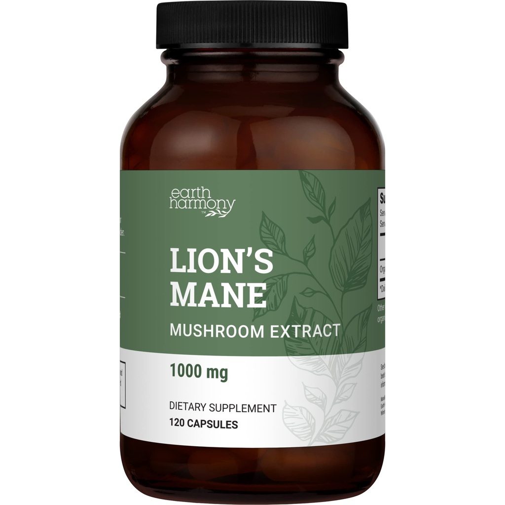 Organic Lions Mane Supplement (1000mg), 2 mesi di alimentazione Lion's Mane Mushroom Supplement Extract to Support Focus, Memoria (120 capsule)
