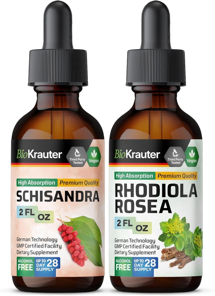 BIO KRAUTER Schisandra Tincture 2 Fl. Oz. & Rhodiola Rosea Tincture 2 Fl Oz.