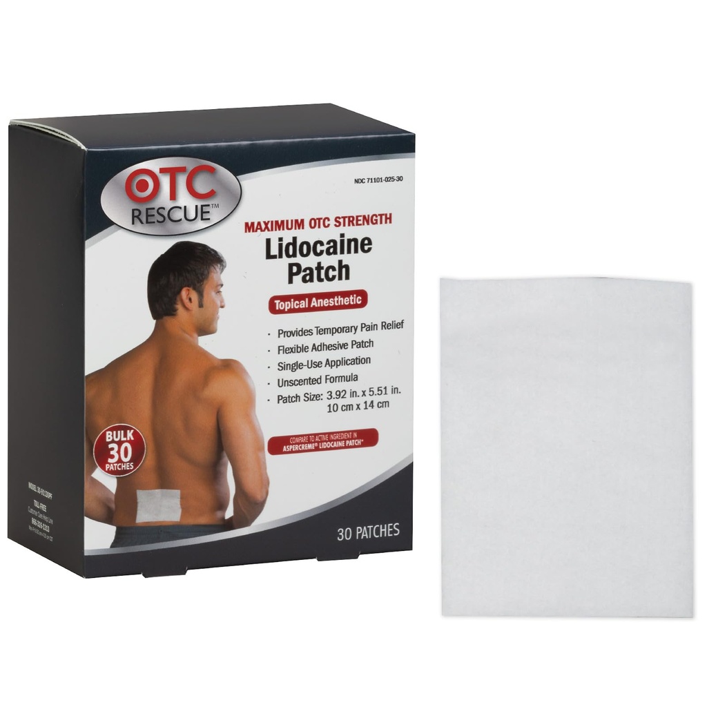 4% Lidocaine Schmerzlinderung Patch | Maximale OTC Stärke | 30-Count | 3.93” x 5.51” | Beruhigt Minor Aches und Schmerzen | Odor Free | Topical Anesthetic | Einfache Anwendung flexible Klebstoff
