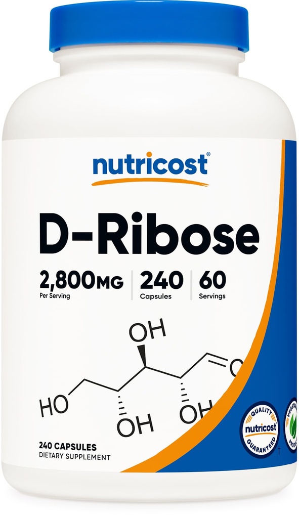Nutricost D-Ribose 700mg (2800mg pro Servieren), 240 Kapseln - Vegetarisch Freundlich, Non-GMO, Glutenfrei