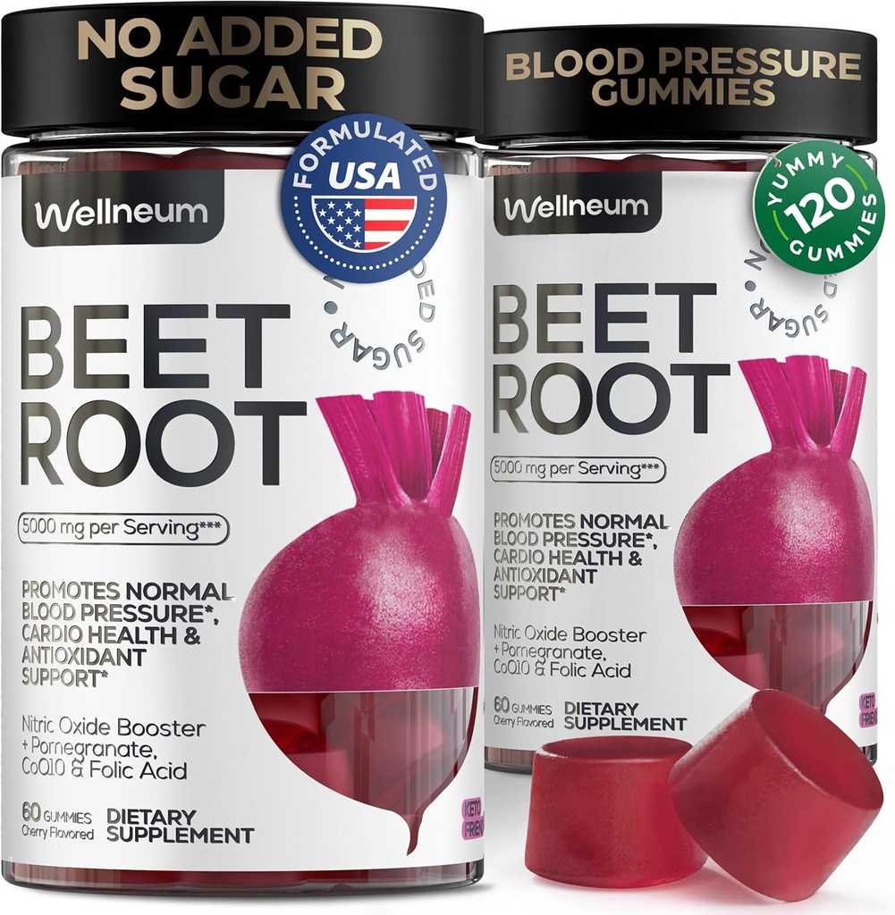 Cherry Flavored Beet Root Chews Enhanced - Gummie (60) für Nitric Oxide Boost - Superfood-Ergänzung mit Nitrate - hält gesunde Blutdruckniveaus