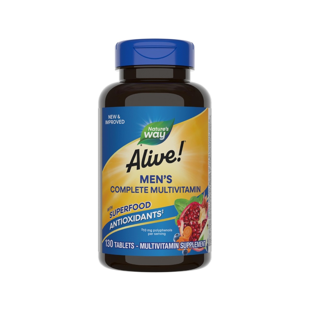 La Via della Natura Viva! Multivitamina quotidiana completa degli uomini, supporta il metabolismo energetico e la funzione muscolare*, con B-Vitamins, Gluten Free, 130 Tablets (Packaging May Vary)