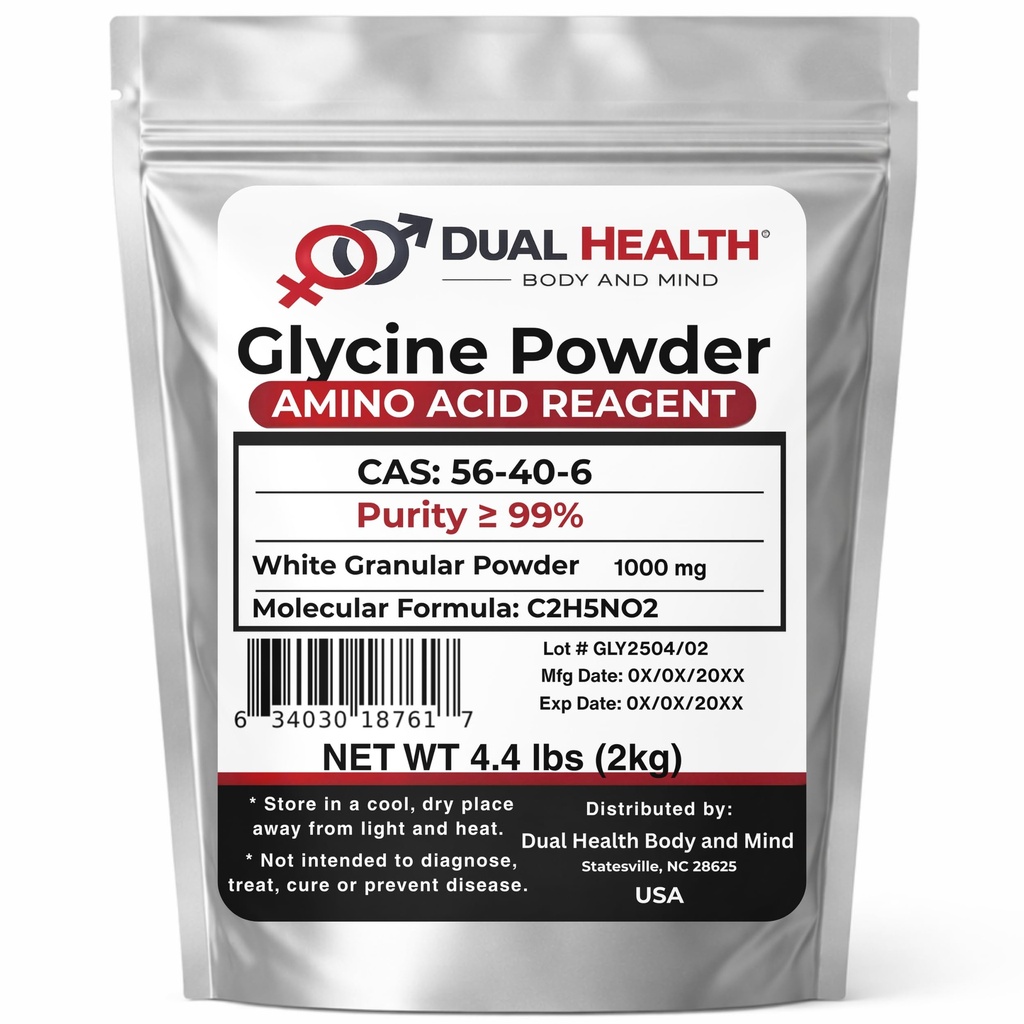 Glycine Powder (2000g / 2kg / 4.4 lbs) Pure Free Form Glycine Bulk Supplements, Sleep Amino Acid, Non-GMO, Gluten Free