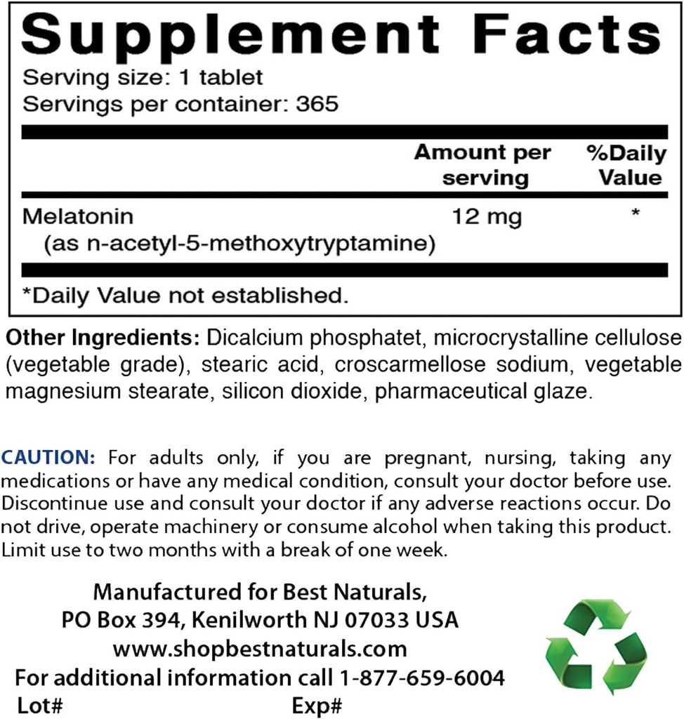 I migliori naturali Melatonina 12 mg & Biotin 10.000 Mcg