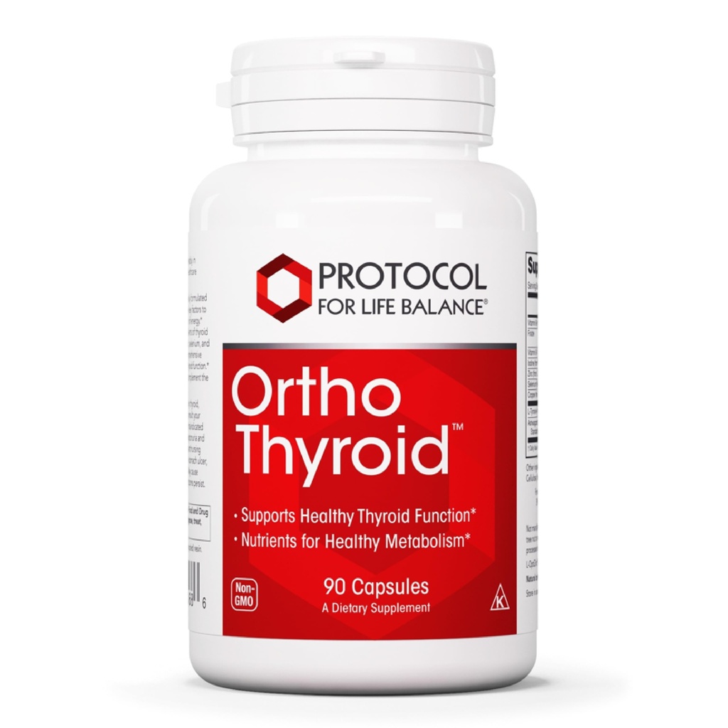 Protocol Ortho Thyroïde - Soutient une fonction thyroïdienne saine* - avec Ashwagandha, Zinc et Sélénium - Non-OGM et Kosher - 90 Capsules de Veg