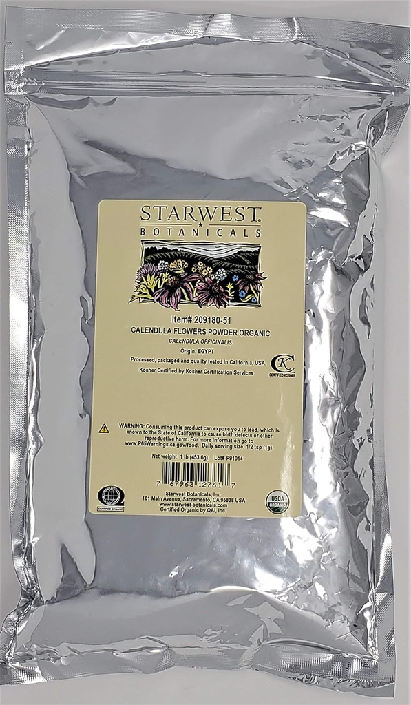 Starwest Botanicals Bio Calendula Fleurs Poudre, 1 Livre