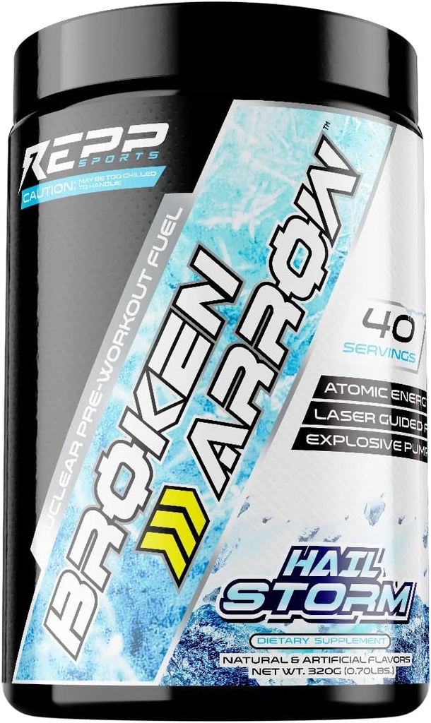 Repp Sports Broken Arrow Extreme Pre-Workout | Supporto per energia e resistenza intensa (Hail Storm, 20/40 Servings)