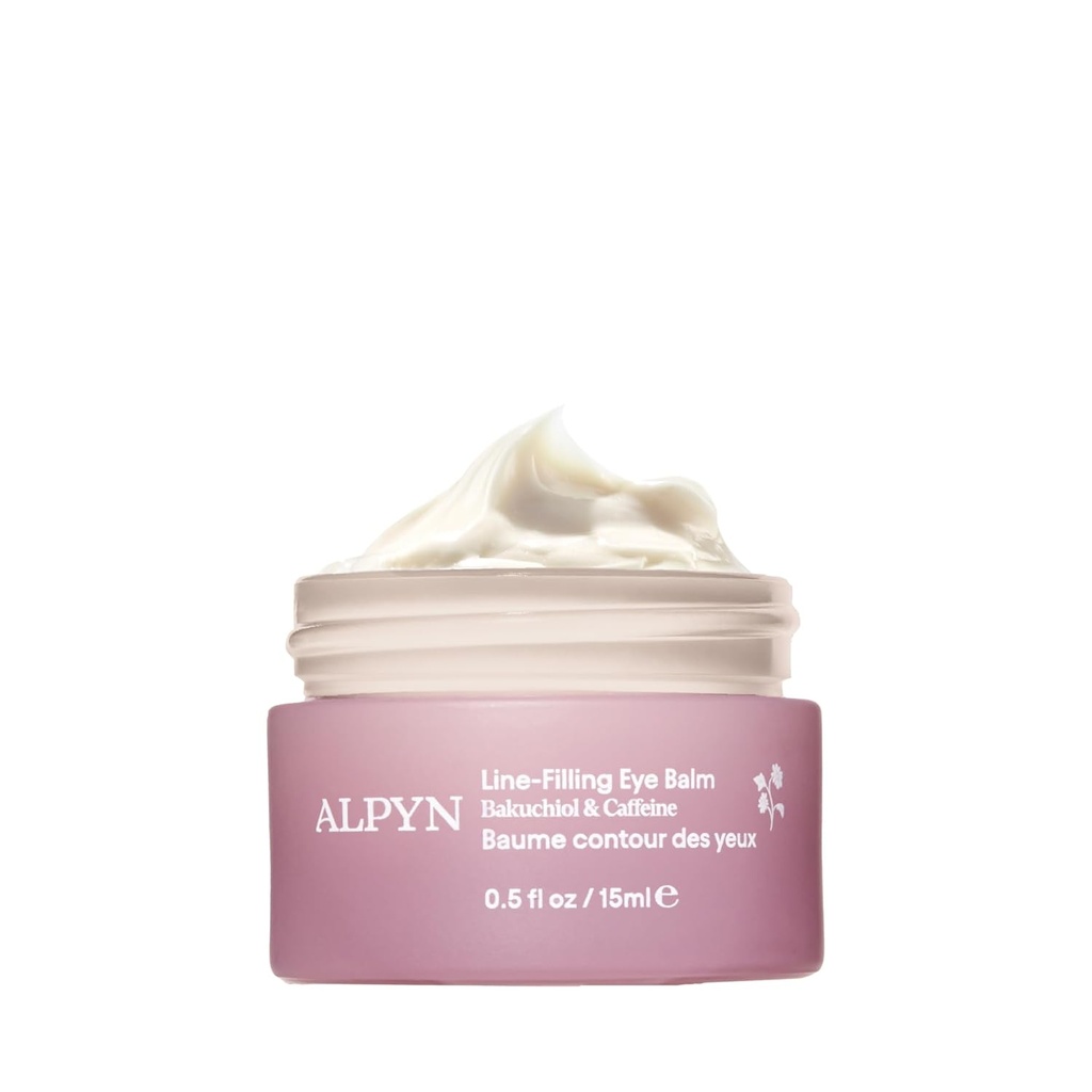 Alpyn Line-Filling Eye Balm con Bakuchiol & Caffeine, Ridurre l'aspetto di linee sottili & rughe, Minimizzare l'apparizione di Puffiness & Target Dark Circles, 0.5 oz / 14 ml