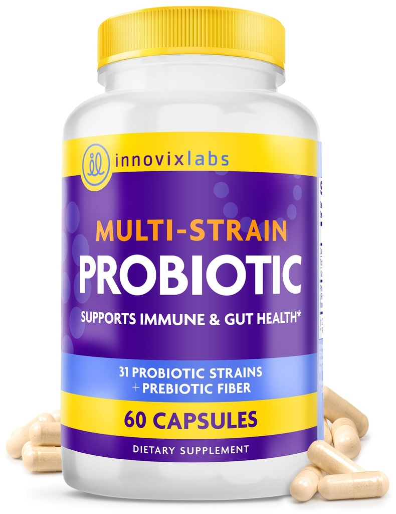 InnovixLabs Multi Strain Probiotics for Women & Men - Probiotic Supplement - 50 Billion CFU - Gut Health, Immune Support, Digestion, Lactobacillus Acidophilus, Prebiotics and Probiotics, 60 Capsules