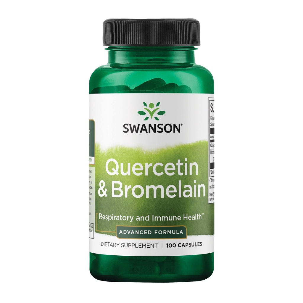 Swanson Quercetin & Bromelain-Promote Respiratory Health Support-Aid Stagionale Immune System Livelli di colesterolo Sanitario Già w/i Normal Range 100 Caps (250mg Quercetin/78mg Bromelain)