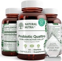 Natural Nutra Probiotic Quattro – Advanced Probiotic Supplement mit 4 leistungsfähigen Strains einschließlich Lactobacillus Acidophilus, Bifidus – unterstützt Verdauungs- und Immungesundheit – 50 vegetarische Kapseln