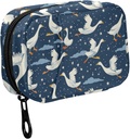 Fustylead Funny Geese che vola in Nightsky e Stars Travel Pill Organizer Bag con Zipper Small Pill Box 7 giorni Pill Case per Purse Storage Weekly Vitamin Medicine Supplemento