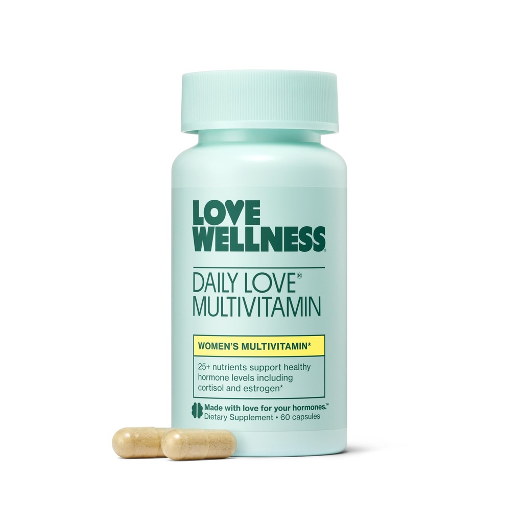 Love Wellness Daily Love Multivitamine pour les femmes : l'énergie, le cortisol, la santé immunitaire, le soulagement du stress et les PMS sont complets avec la vitamine D, C, le fer, le calcium, le zinc et la biotine, le magnésium.