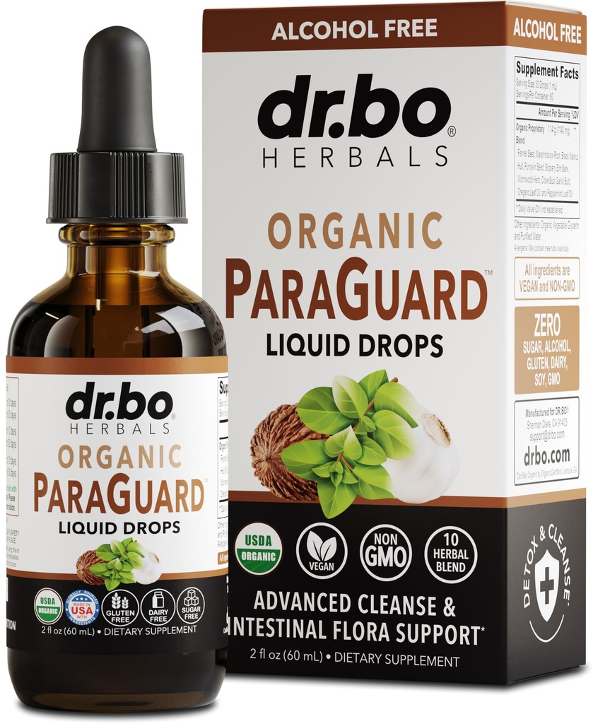 ParaGuard Cleanse Liquid Organic Detox - Organic Intestinal Guard Formula Supplement für Menschen mit schwarzem Walnuss-Wurzeltuch & Oregano Tinktur - Natürliche Kräuter Darm Körper Gut Reiniger 2 oz