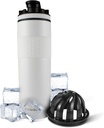 Bouteille de Shaker Inoxydable en Acier Inoxydable 20 oz, blanc, froid pour plus de 24 heures.