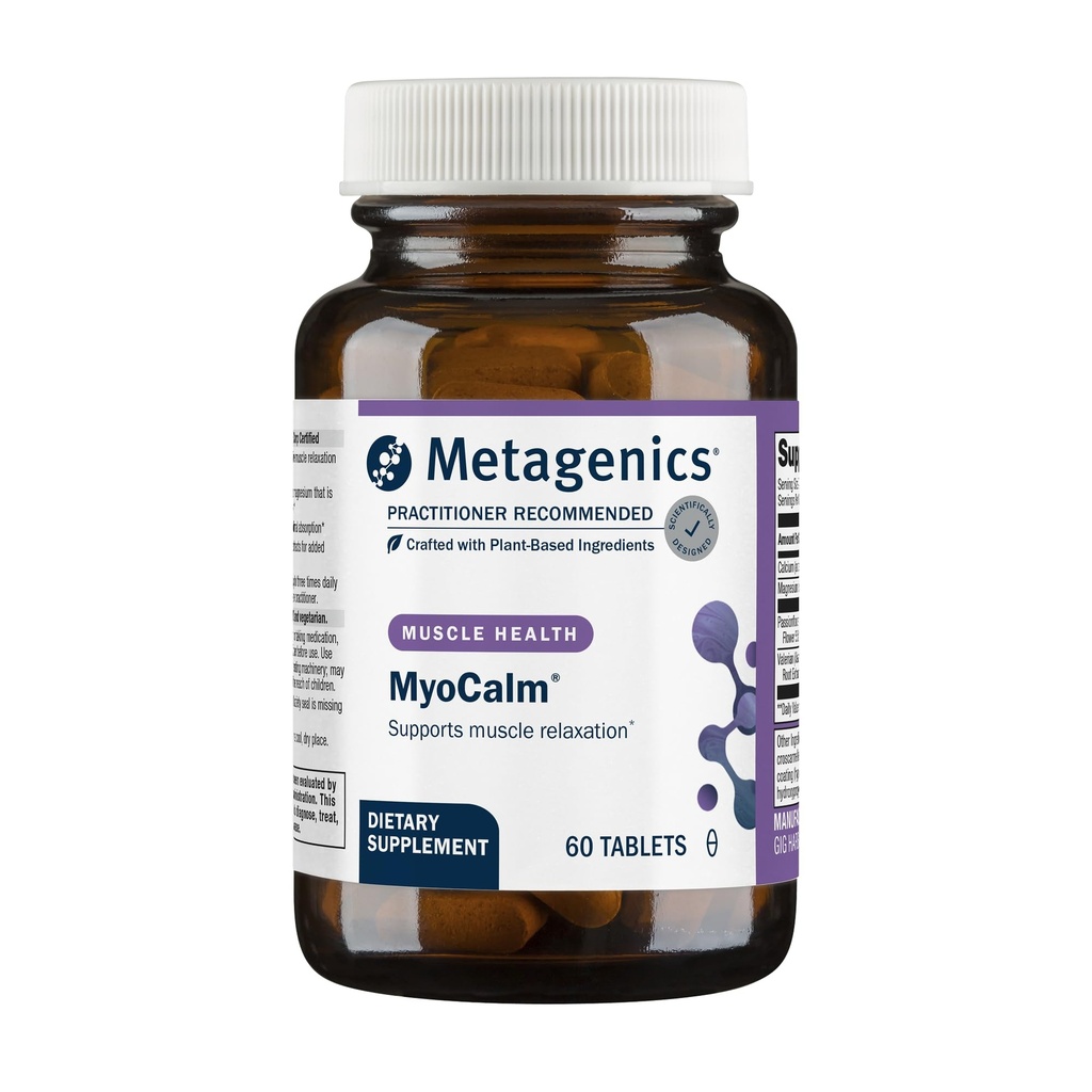 Metagenics MyoCalm - Calcium & Magnesium Supplement zur Muskelentspannung* - mit Passionflower & Valerian Root für verbesserte Absorption - Non-GMO, Gluten-Free & Vegetarian - 60 Tabletten