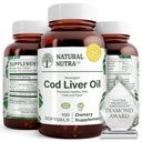 Natural Nutra Norwegian Cod Liver Oil Supplement, hilft, Haut zu halten, hilft Körperdichte, Augengesundheit und Nerve-Funktion, fördert Zahngesundheit, unterstützt Herz-Kreislauf-Gesundheit, 100 Softgels