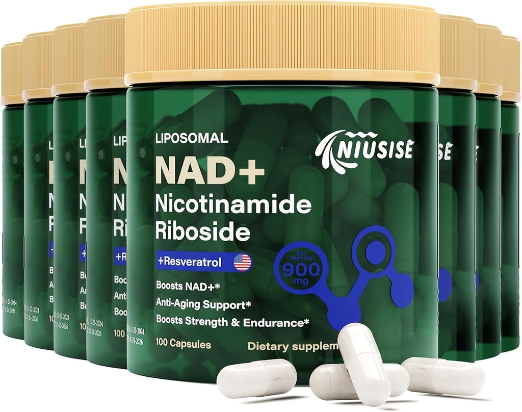 NAD Supplement, NAD Nicotinamid Riboside 900 Mg für Männer und Frauen, Liposomal NAD+ Ergänzung mit Nicotinamid Riboside, Resveratrol & Quercetin, Energy, Boost NAD+, 800 Kapseln