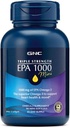 GNC Triple Strength Fish Oil EPA 1000 Mini, 1000mg Omega 3, Mini Softgels, unterstützt Augen, Gehirn, Haut, Gesunde Triglyceride, Herz, Gelenk, beschichtet, um Fishy Burps, 45 Servierungen