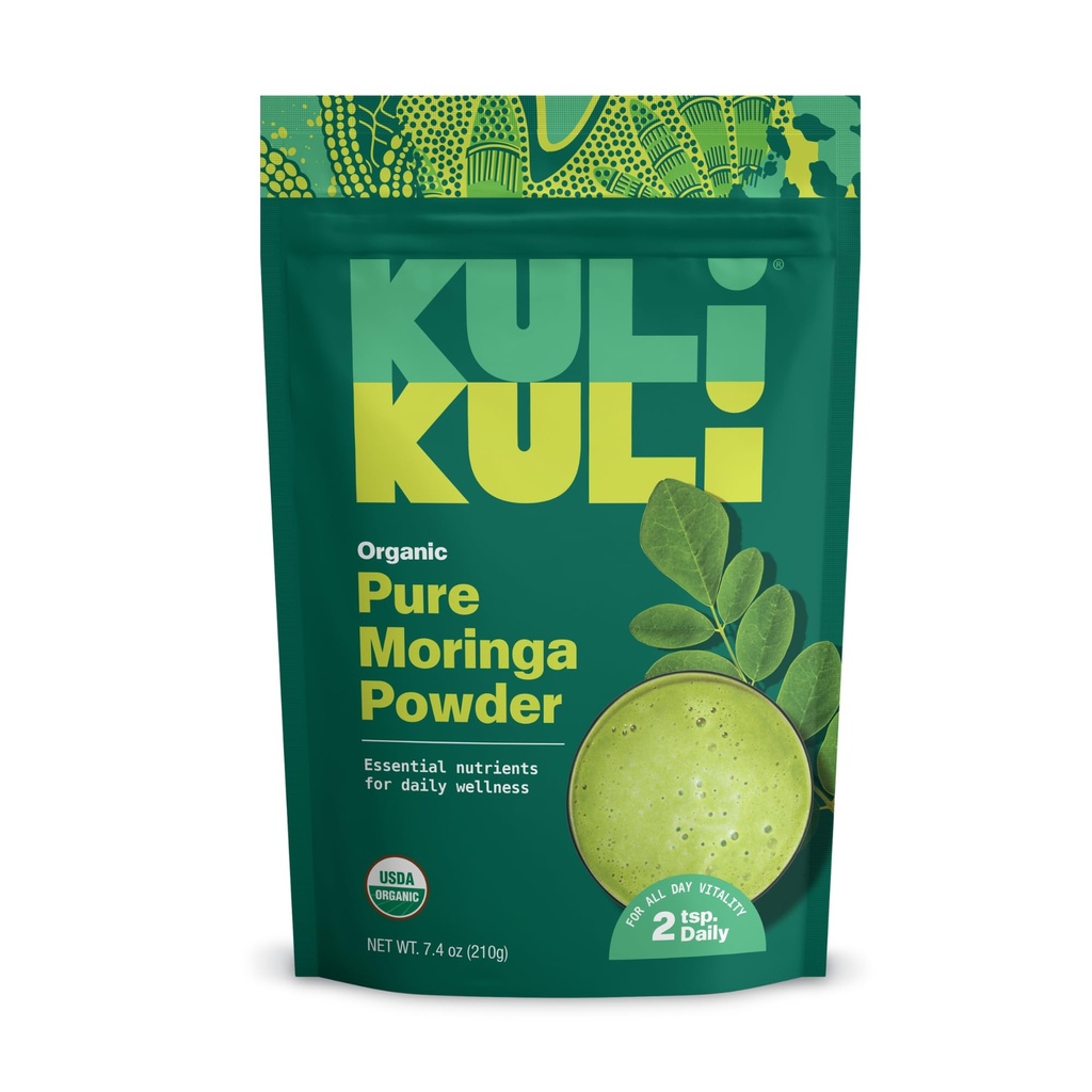 Kuli Kuli Moringa Oleifera Organic Leaf Powder & Green Smoothie, 100% Pure USDA Certified & Non-GMO Moringa Powder, Grande con Smoothies, Tea e Food, 1 confezione