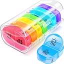 AUVON Pill Box 2 fois par jour, organisateur hebdomadaire de pilule AM PM avec 7 cas quotidien de poche pour tenir la vitamine, la médecine, les médicaments et le supplément