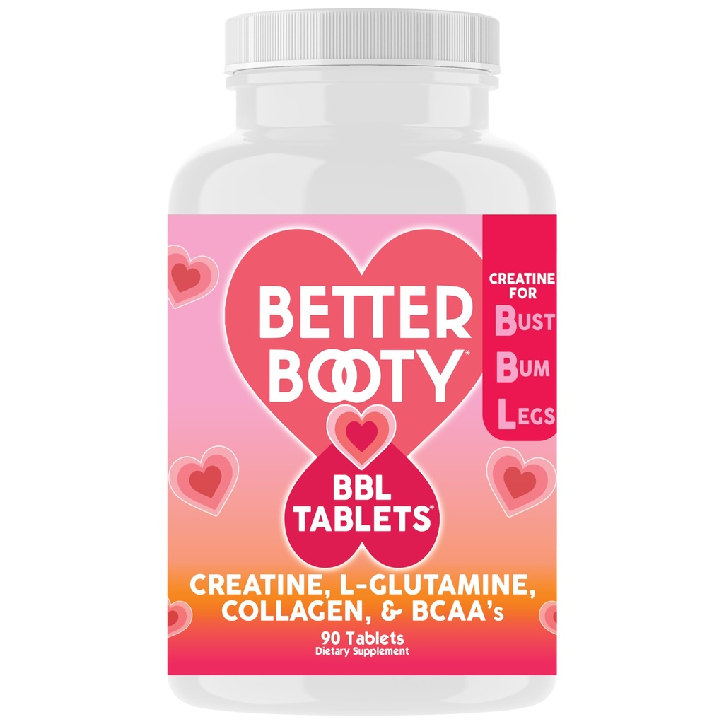Better Booty BBL Tablets - Creatine Complex Supplement für Frauen mit Kreatin Monohydrat, L-Glutamin, Kollagen und BCAA's (90ct)