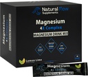 Magnesium Powder Drink Mix - Lemon/Lime - Natural Flow 4X Magnesium Glycinate, Taurate, Malate, Orotate Supplement, Calm Sleep and Cramp Support Blend, No Mag Citrate or Oxide, 30 Packs (Drink Mix)