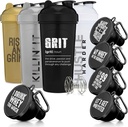 GOMOYO Fitness Bundle - 4-Pack Shaker Flaschen mit Agitator + 5-Pack Protein Funnels mit Carabiner, BPA-Free & Spülmaschine Safe