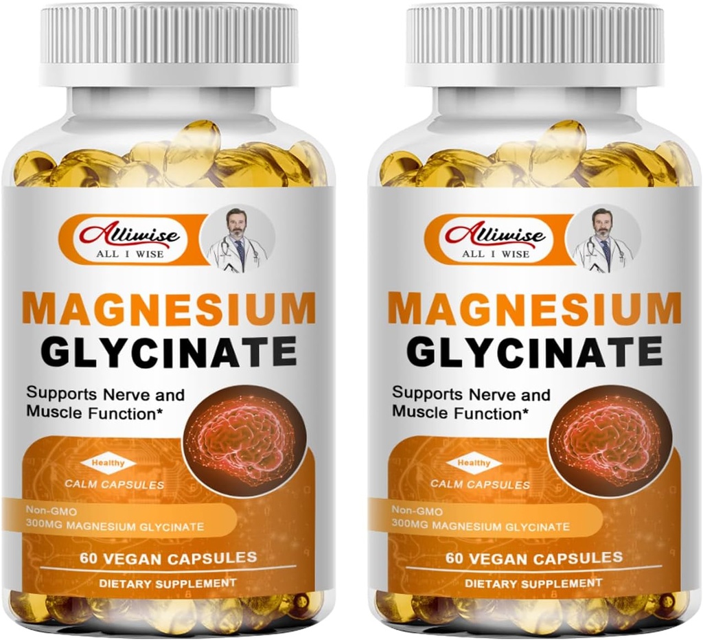 Vierfache Magnesium Complex Kapseln 600 mg, Mischung mit Magnesium Glycinat 300mg, Taurate & Matale für Muskeln, Schlaf, Kalorien, & Energie, Multivitamine für hohe Absorption, Vegan, Non-GMO