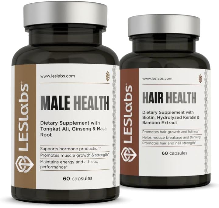 LES Labs Mature Male Bundle- Male Health and Hair Health Support Healthy Male Hormone Levels, Endurance and a Great Head of Hair