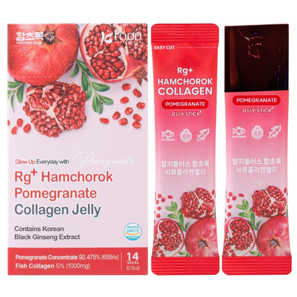 Rg+ Granatapfel Collagen Jelly(20gx14stick) / Anti-Ageing Korean-Beauty /360DA Marine Collagen +Vitamin C&E Ginseng Konzentrat für Immununterstützung, Haut, Haar, Nagel & Gelenk (14)