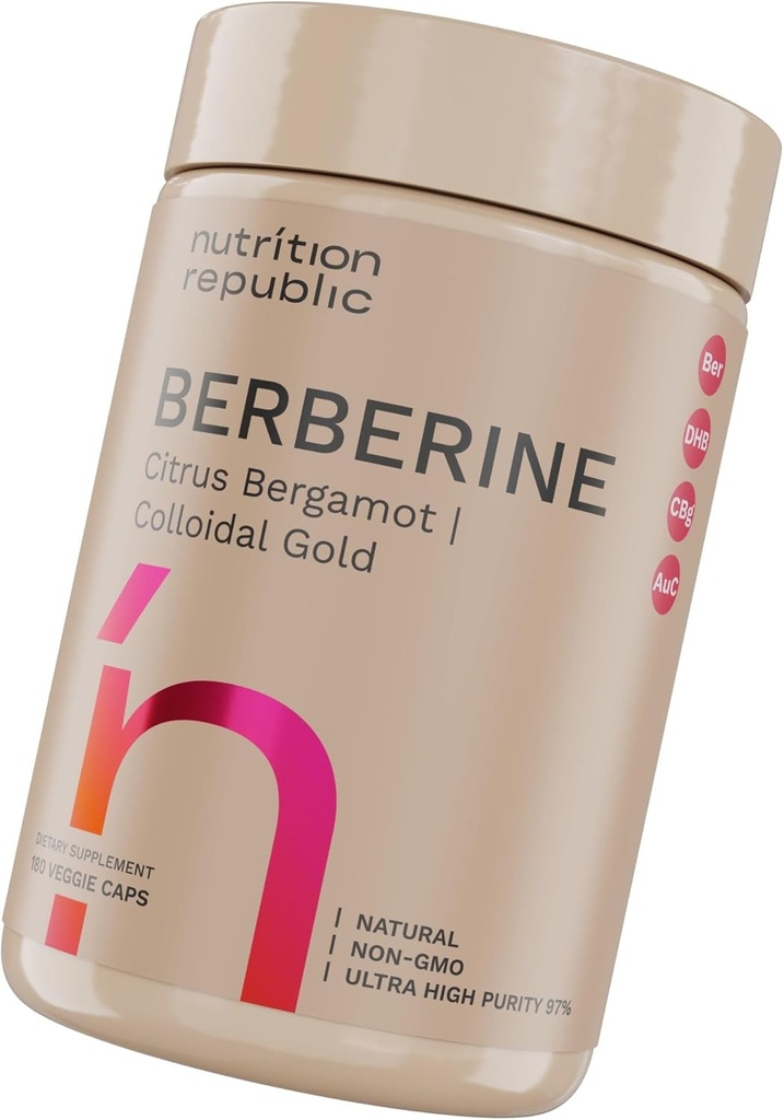 Berberine Supplement 1500mg, Ultra High Potency Berberine Complex with Citrus Bergamot, Colloidal Gold & Berberine Hcl, Dihydroberberine Supplement