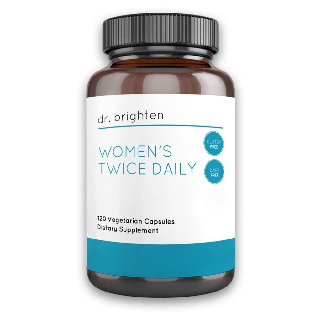 Dr. Brighten Women’s Twice Daily — Premium Women’s Multivitamin, Full-Spectrum mit No Iron, Unique Nährstoffe, Höhere B Vitamine — 120 Kapseln