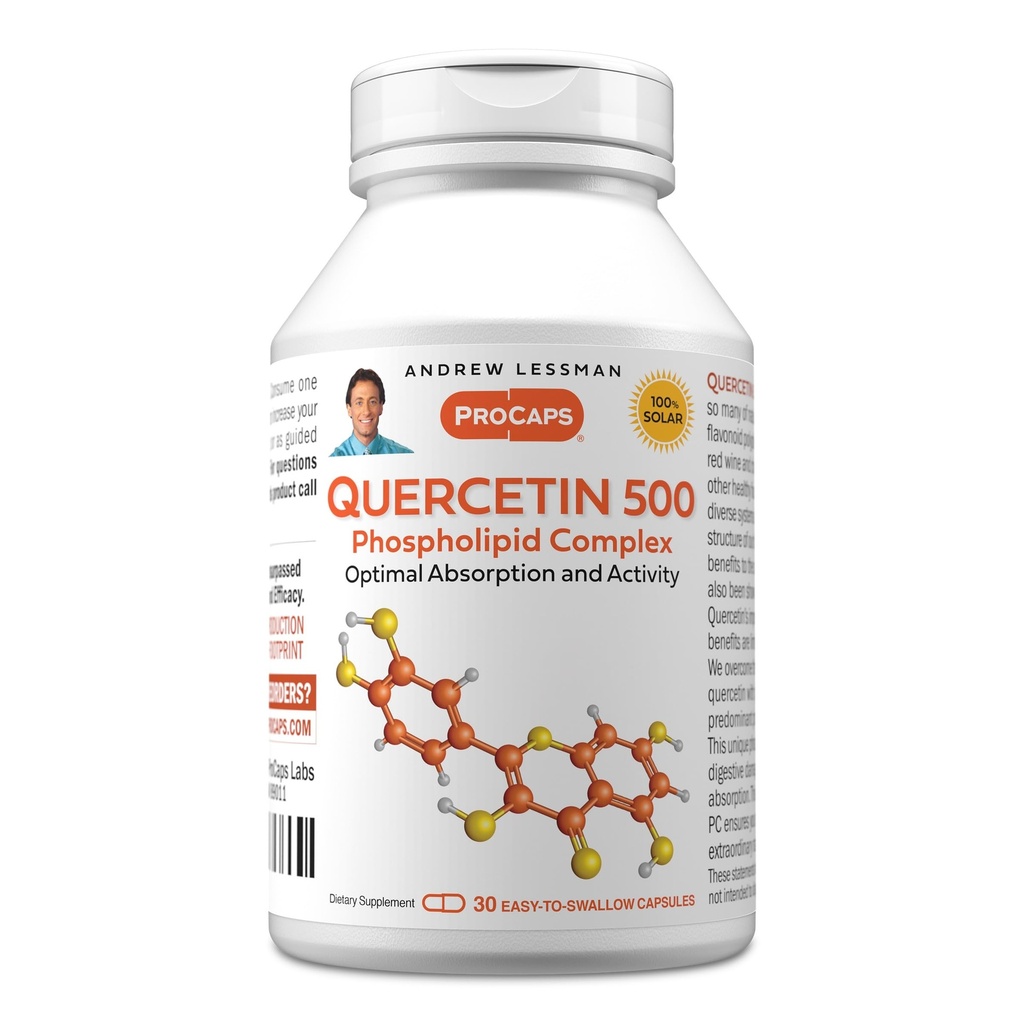 ANDREW LESSMAN Quercetin 500mg - 30 Kapseln - 500 mg Unique Quercetin Phospholipid Complex, hochabsorbierbare Formel zur Unterstützung der gesunden Herz-, Kreislauf- und Immunfunktion. Keine Zusatzstoffe.