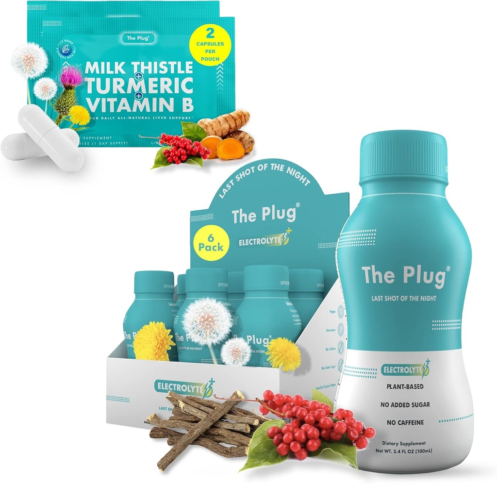 Il Plug Liver Cleanse Detox & Riparazione Bundle - Supplemento Pills & Recovery Drink (6 Pack)