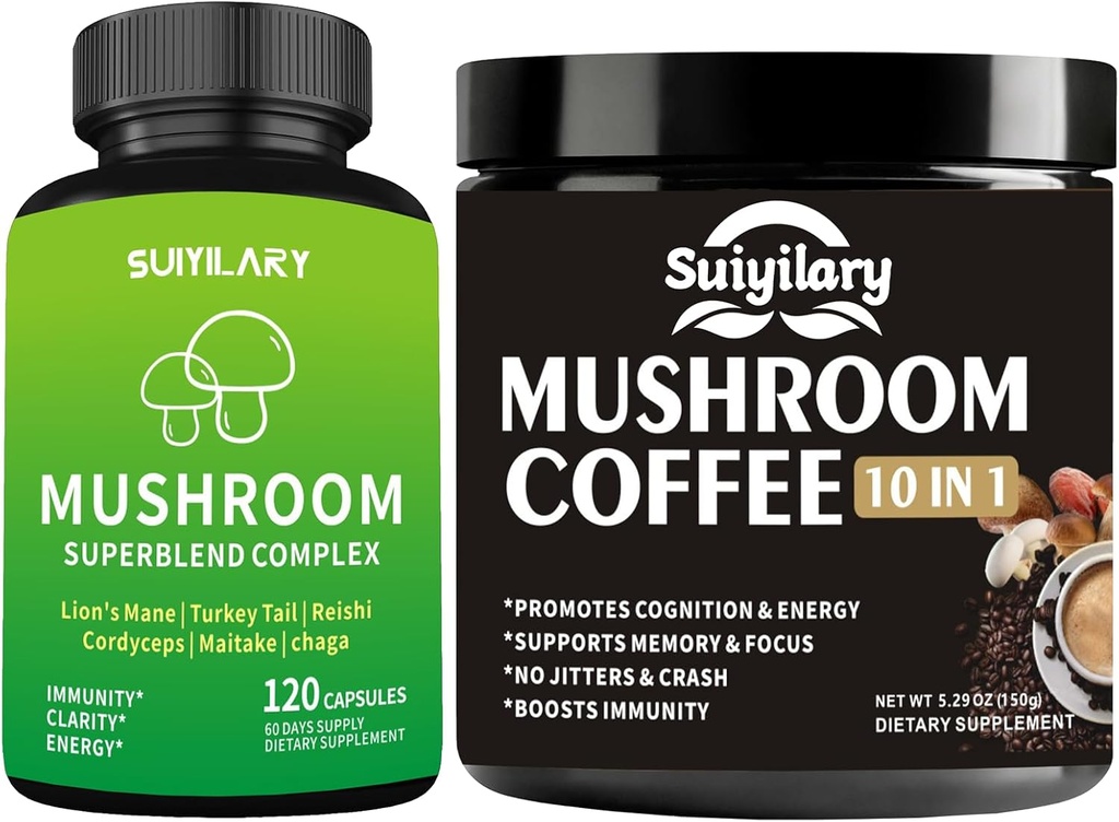 Gélules complexes de champignons et de café