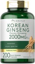 Carlyle Korean Ginseng Extrakt Kapseln 2000 mg | 200 Kapseln | Non-GMO und glutenfreie Formel | Standardisierte Panax Ginseng Supplement
