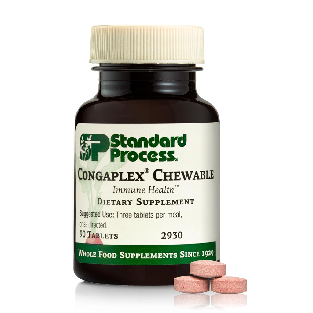 Standard Process Congaplex Chewable - Ergänzung zur Immunsystemunterstützung mit Vitamin A - Unterstützt Thymus Gland & Proteinsynthese - Non-Dairy & Non-Soy - 90 Tabletten (30 Portionen)