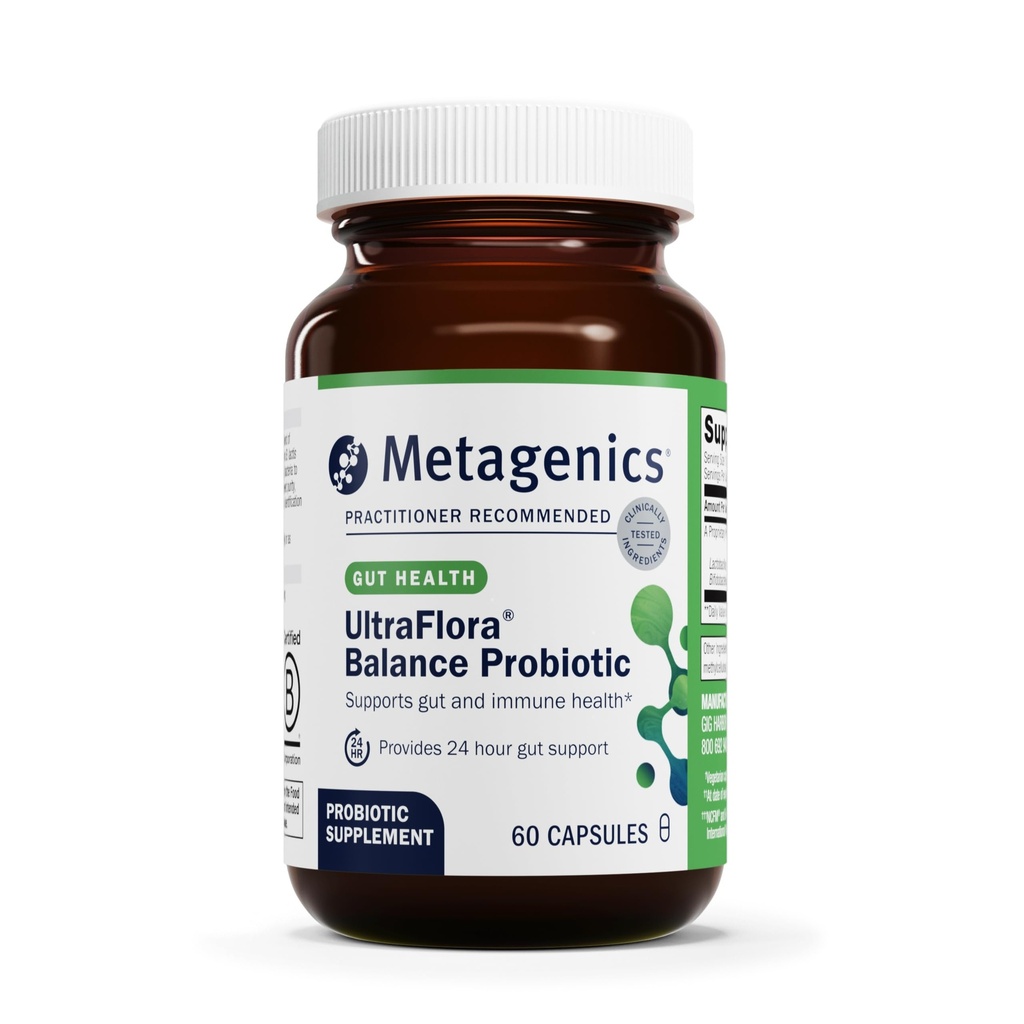 Metagenics UltraFlora Balance Probiotic - Shelf-Stable Daily Gut Health Supplement für Verdauungs- und Immununterstützung* - Non-GMO & Gluten-Free - 60 Kapseln