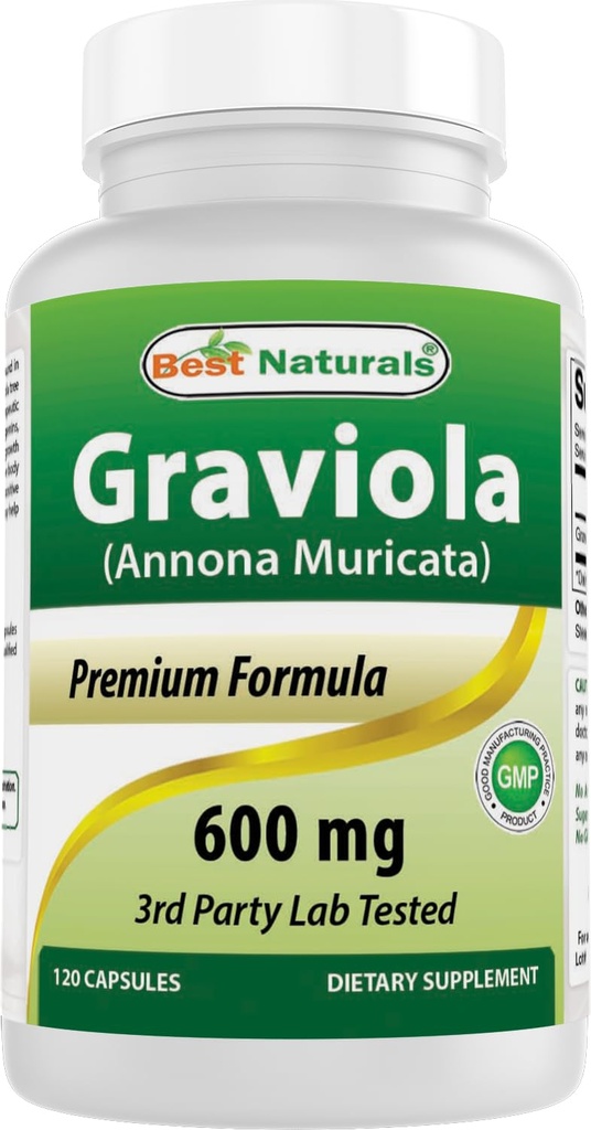 Best Naturals Graviola Kapseln Annona Muricata, 600 mg, 120 Count