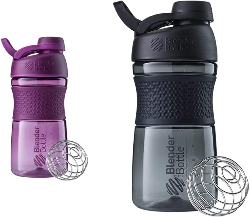 BlenderBottle 20-Ounce Nero e Plum Protein Shaker Bottiglie con BlenderBall Wire Whisk