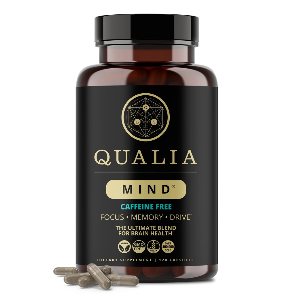 QUALIA MIND (Koffeinfrei) | Die ultimative Mischung für Gehirngesundheit* | Doctor-Formuliert Nootropic to Fuel Focus & Concentration* | Unterstützt langfristige Gehirngesundheits Maintain Drive & Productivity