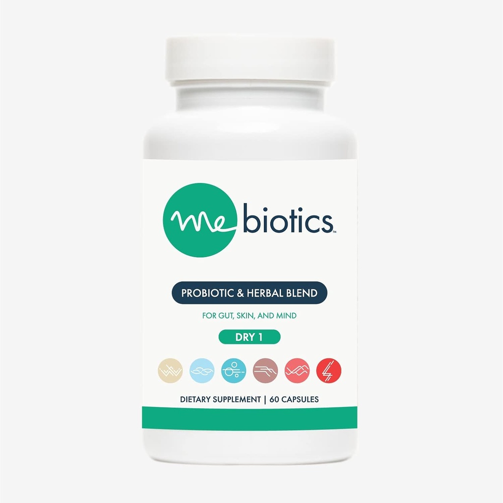 Microbiome Labs Mebiotics Probiotic & Herbal Supplement Dry 1 - Lactobacillus Rhamnosus + Lemon Balm für Haut + Gut Gesundheit - Oral Probiotics unterstützt Gut, Geist, & Haut (60 Kapseln)