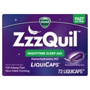 ZzzQuil LiquiCap Aide au sommeil, Diphenhydramine 25mg HCl, Aide au sommeil pour les adultes, Aide au sommeil nocturne, 72 LiquiCaps