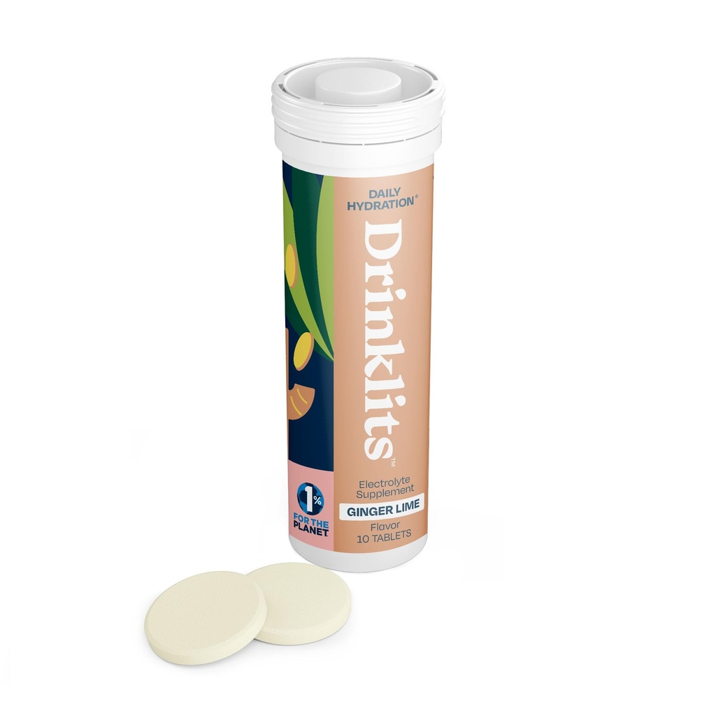 Drinklits Ginger Lime Electrolyte Comprimés pour l'hydratation.