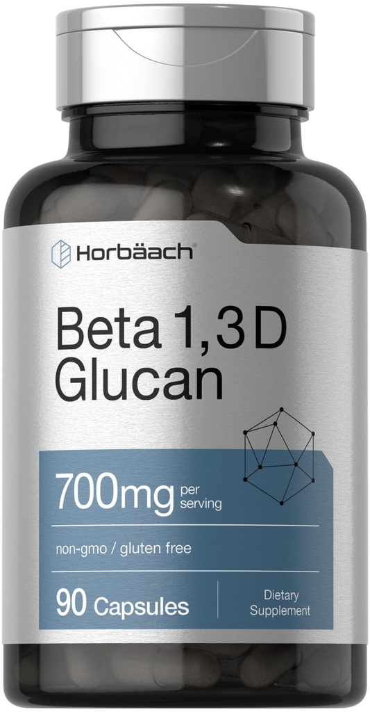 Horbäach Beta Glucan 1 3D 700 mg | 90 capsule | Beta 1,3, 1,6 D Glucan | Non-GMO, Gluten Free Supplement
