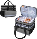 CURMIO Double Layers Pill Bottiglia Organizer Bag Vuoto, Medicina organizzatrice Custodia di stoccaggio con Cerniera bloccabile, Borsa da viaggio per la prescrizione di bottiglie, Forniture mediche, Grigio (Progetto di brevetto)