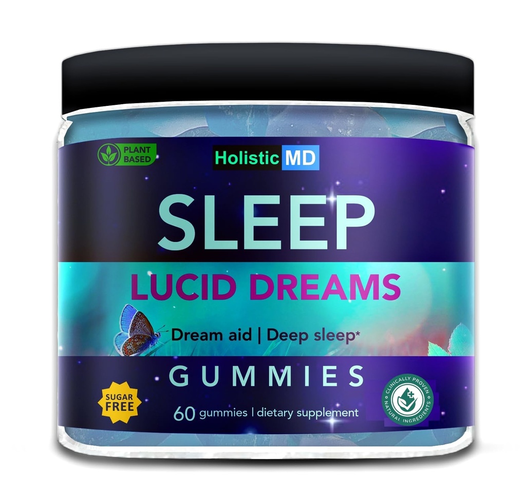 Lucid Dreams Deep Sleep - Mugwort Herb 5 htp Mucuna Pruriens Supplementi colina - Gummies Sugar Free Vegan 60 ct