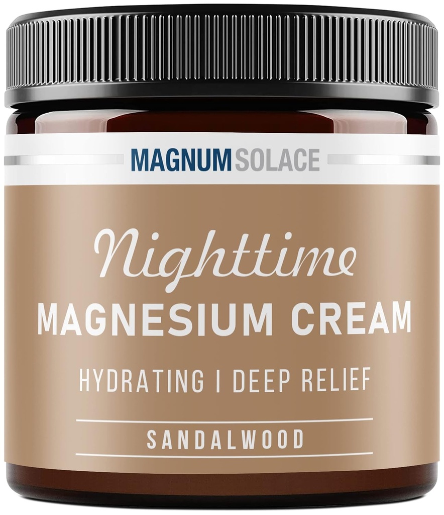 Lozione di magnesio – Crema di Magnesio di notte – Applicare ai muscoli delle gambe, braccia o petto - Cloruro di Magnesio Topico – USA Made and Safe per i bambini (Sandalwood) 4 Fl Oz (Pack of 1)