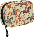 Fustylead Vibrant Retro Western Cowboy Horse Pill Organizer per il Purse, Weekly Portable Pill Box con Zipper a Storage Vitamins Fish Oils Integratori